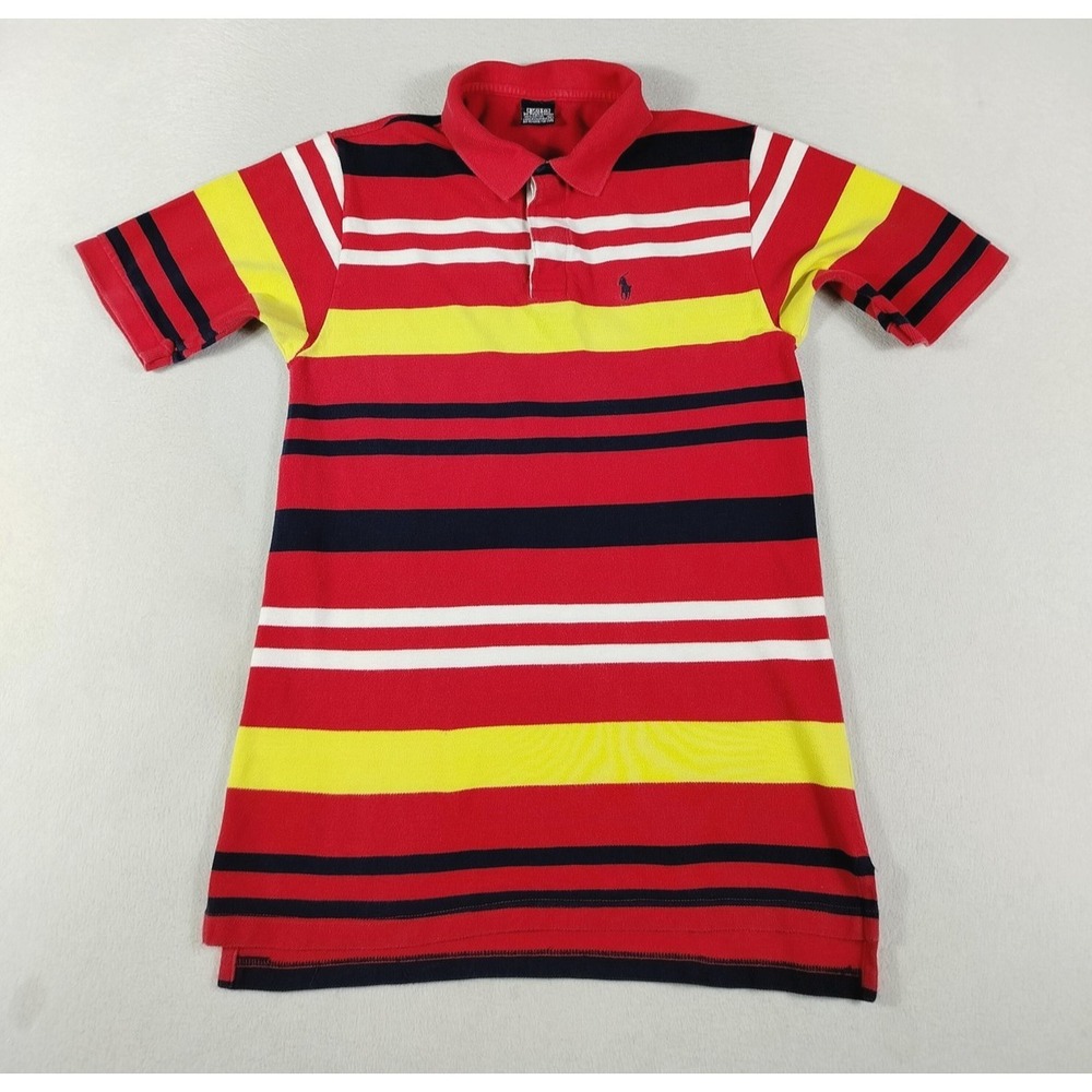 Vintage Polo Ralph Lauren Shirt Mens Red XL FITS AS LARGE Striped Pony Cotton